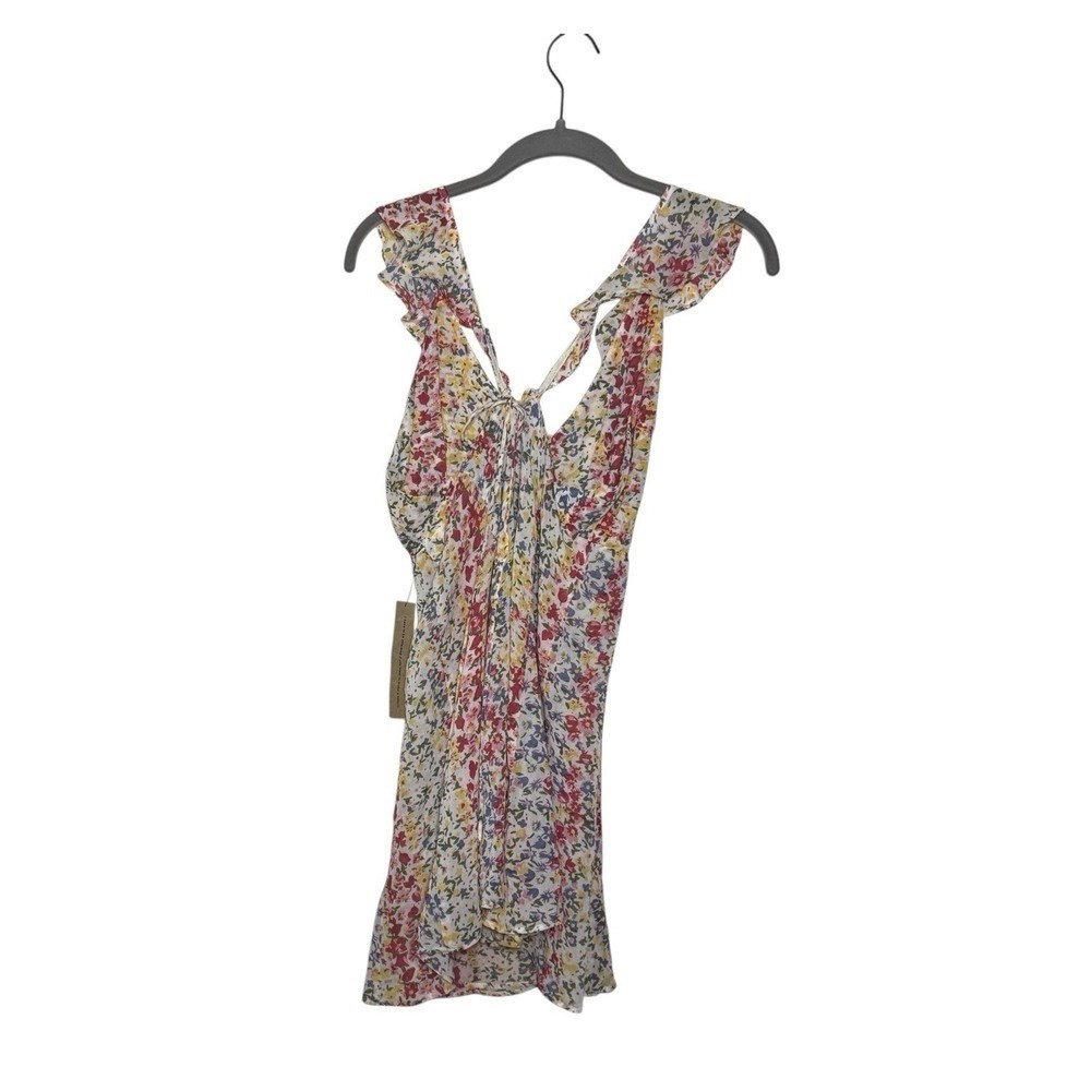 Reformation Issa Floral NEW Summer Ruffled Colorful Floral Mini Dress 4 Coquette - Picture 2 of 5